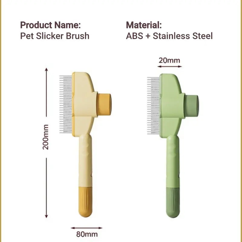 2 Pack Pet Comb for Dogs Cats with Long Short Stainless Steel Metal Teeth for Shedding and Tangles, Self-Cleaning Pet Comb,Pet Hair Removal Comb Flea Comb, Cat Brush with Release Button