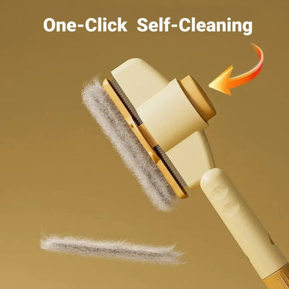 2 Pack Pet Comb for Dogs Cats with Long Short Stainless Steel Metal Teeth for Shedding and Tangles, Self-Cleaning Pet Comb,Pet Hair Removal Comb Flea Comb, Cat Brush with Release Button